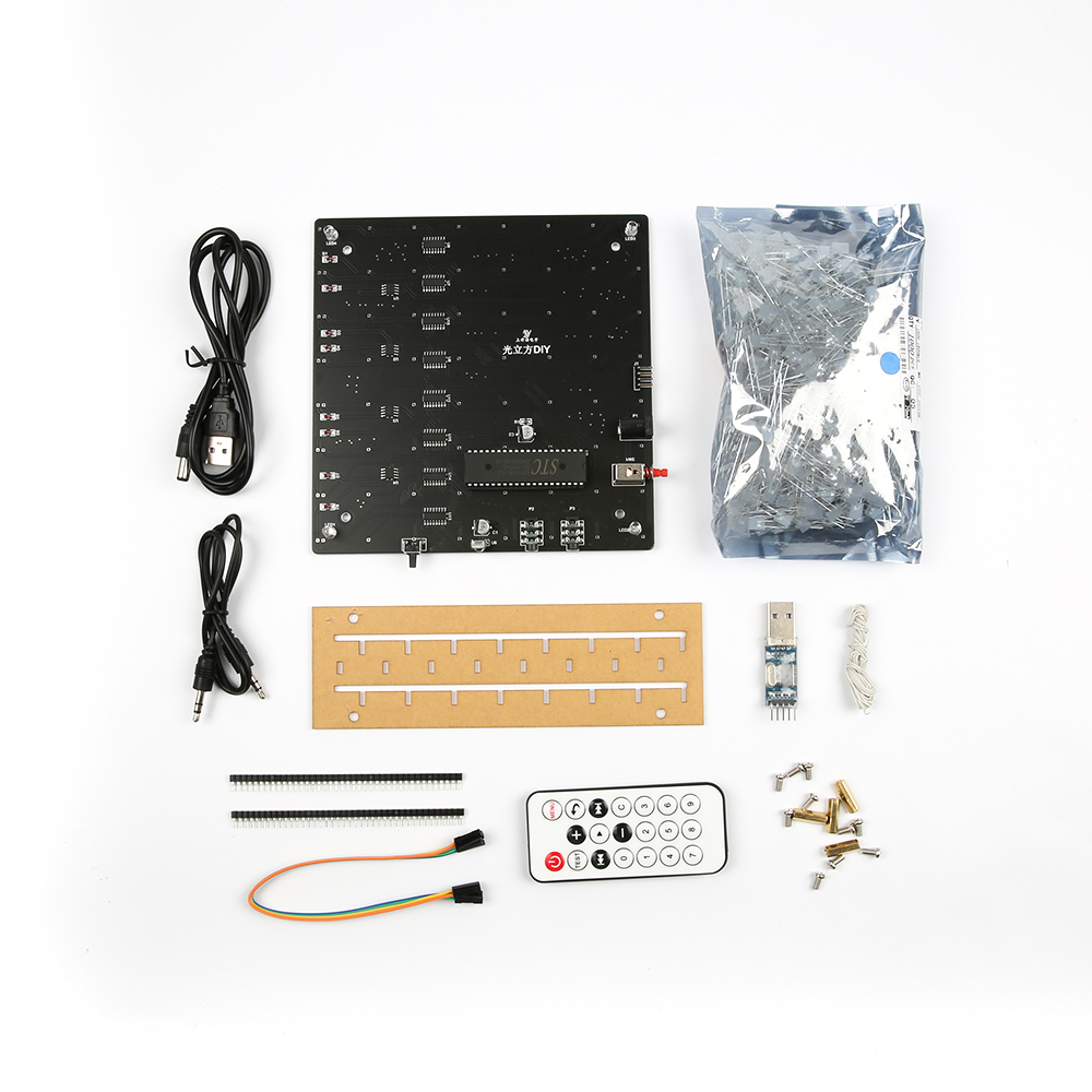 DIY набор для сборки светодиодного музыкального куба, с батарейкой в комплекте